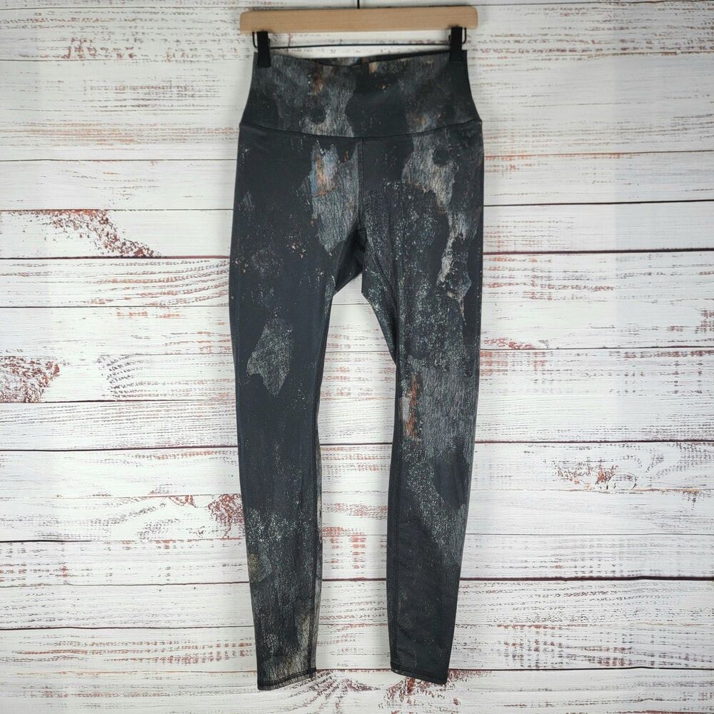 ALO Yoga Black & Gray Abstract Print High-Waist Leggings
